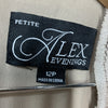 Alex Evenings 3/4 Sleeve Stretch Lace Bodice Mock One Piece Gown Size 12P Taupe
