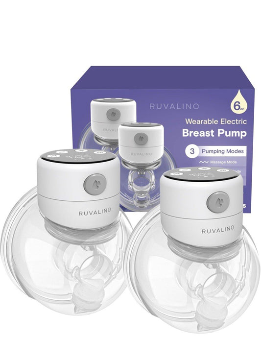 2 Pumps Ruvalino Wearable Electric Breast Pump-3 Pumping Modes. 6oz Capacity