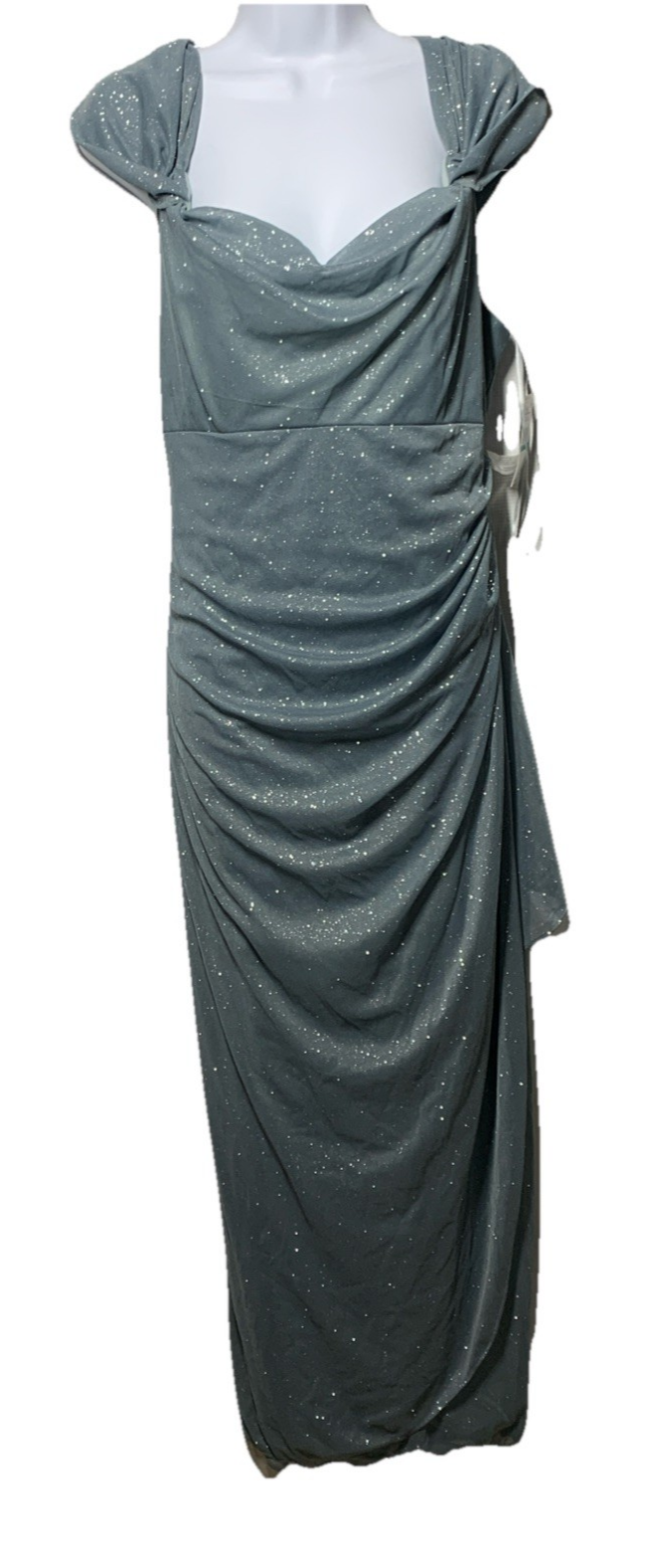 Alex Evenings Women's Long Cold Shoulder Dress Formal Wedding Sea foam Size 16