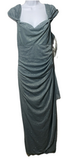 Alex Evenings Women's Long Cold Shoulder Dress Formal Wedding Sea foam Size 16