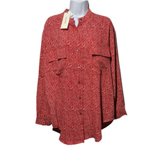 Calvin Klein Women's Crepe Relaxed Button-Down Shirt Long Sleeve Size Small