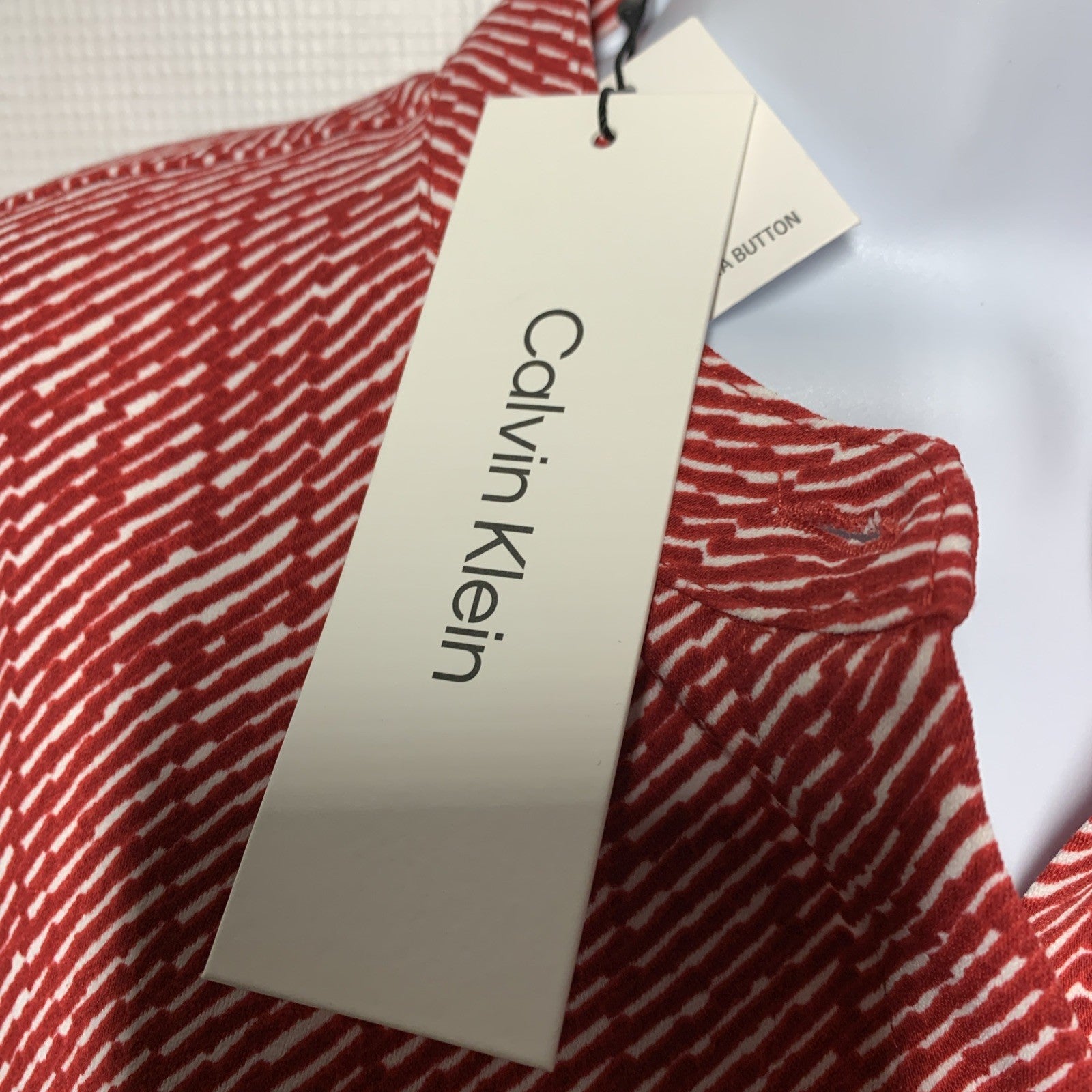 Calvin Klein Women's Crepe Relaxed Button-Down Shirt Long Sleeve Size Small