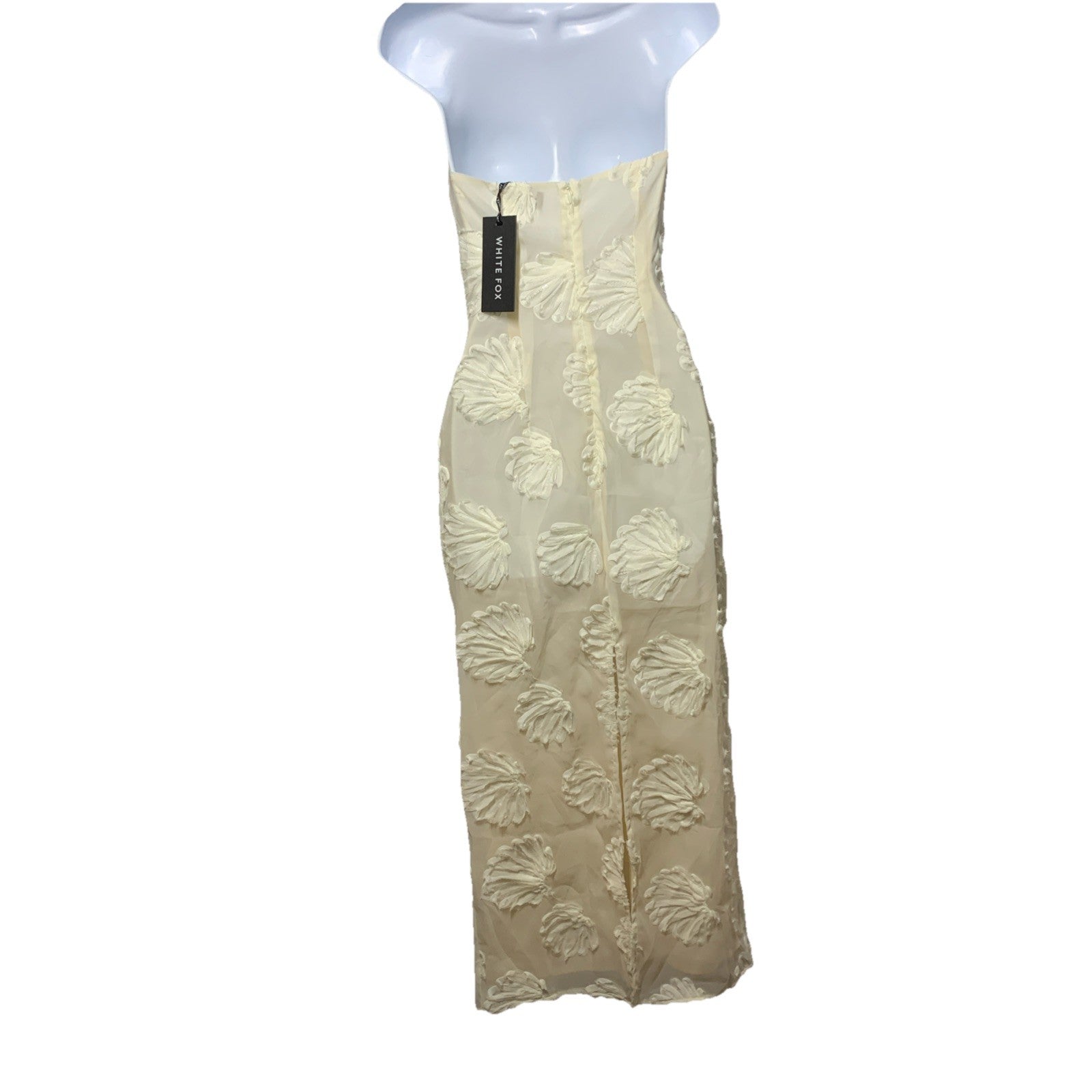 White Fox Paradise Cove Strapless Maxi Dress Cocktail Party Cream Back Zip XS