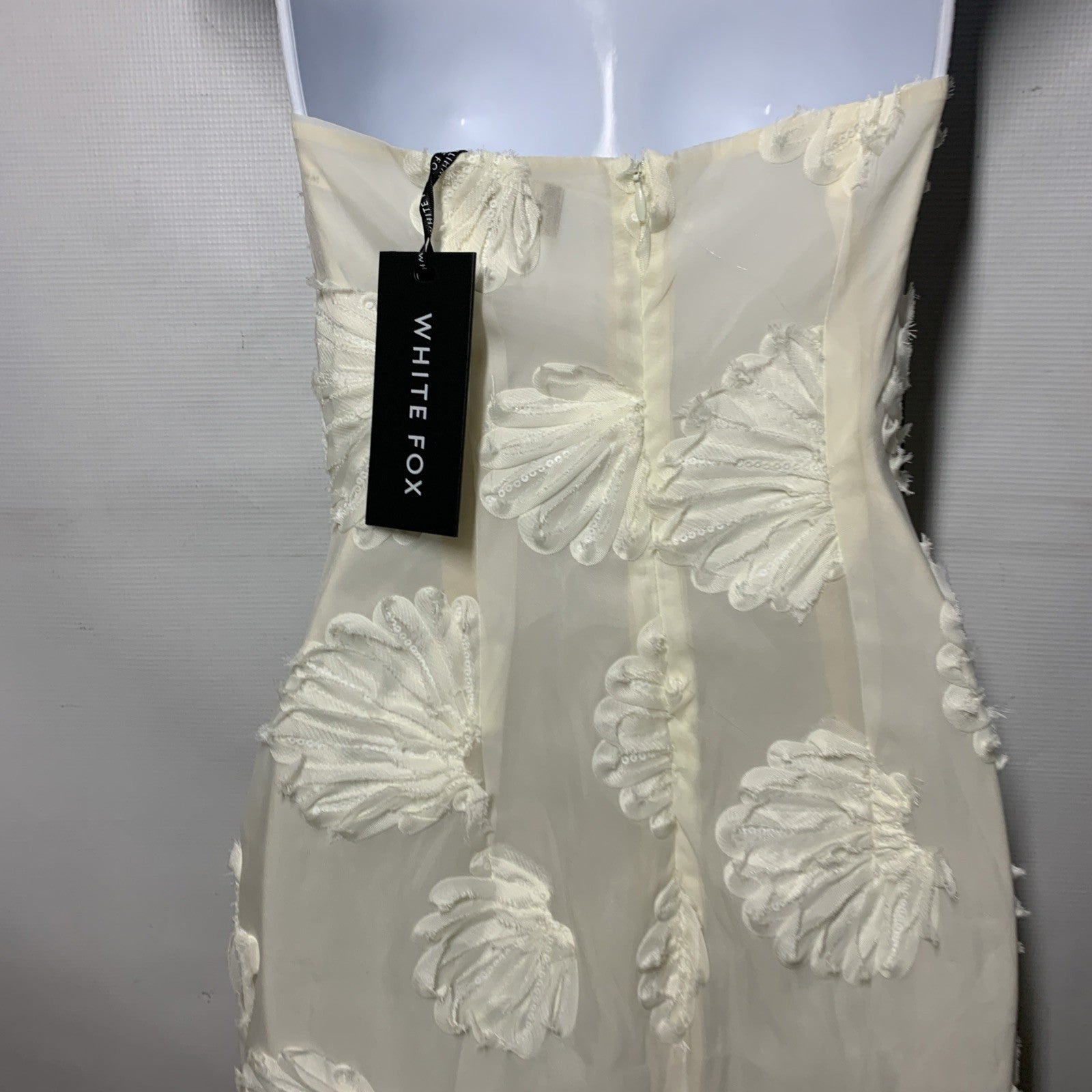 White Fox Paradise Cove Strapless Maxi Dress Cocktail Party Cream Back Zip XS