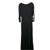 S.L. Fashions Women's Long Ruched Waist Evening Dress Beaded Illusion Sleeve 14