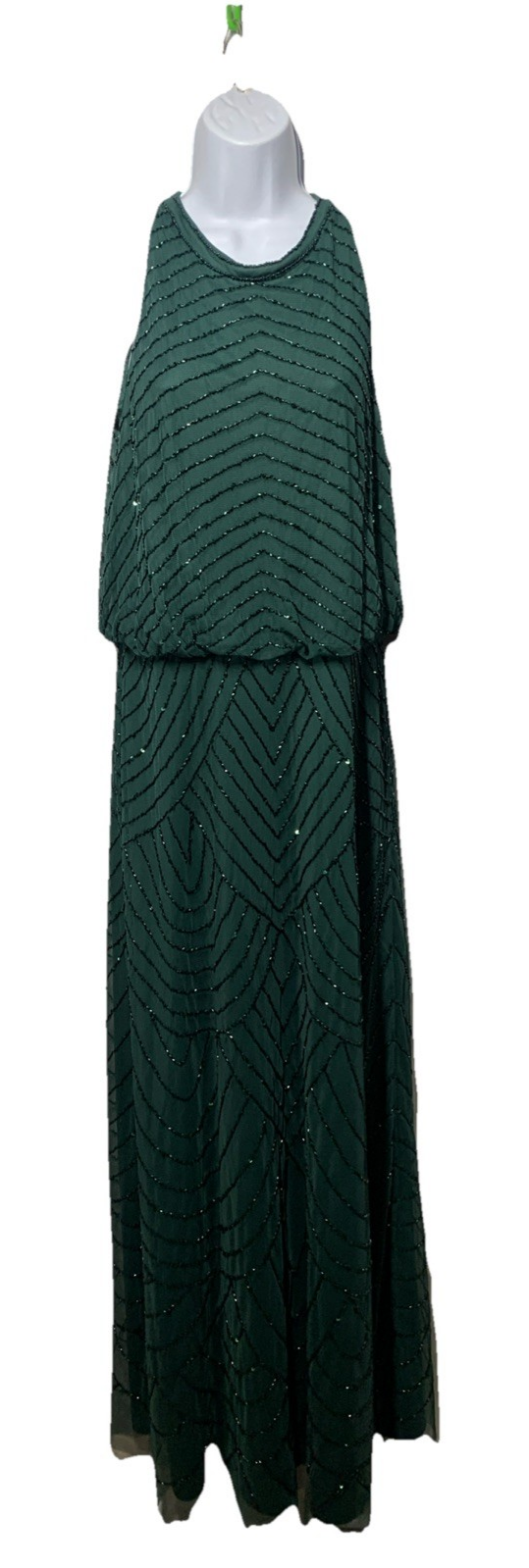 Adrianna Papell Dress Women's Beaded Halter Gown Cocktail Formal Evening Size 12