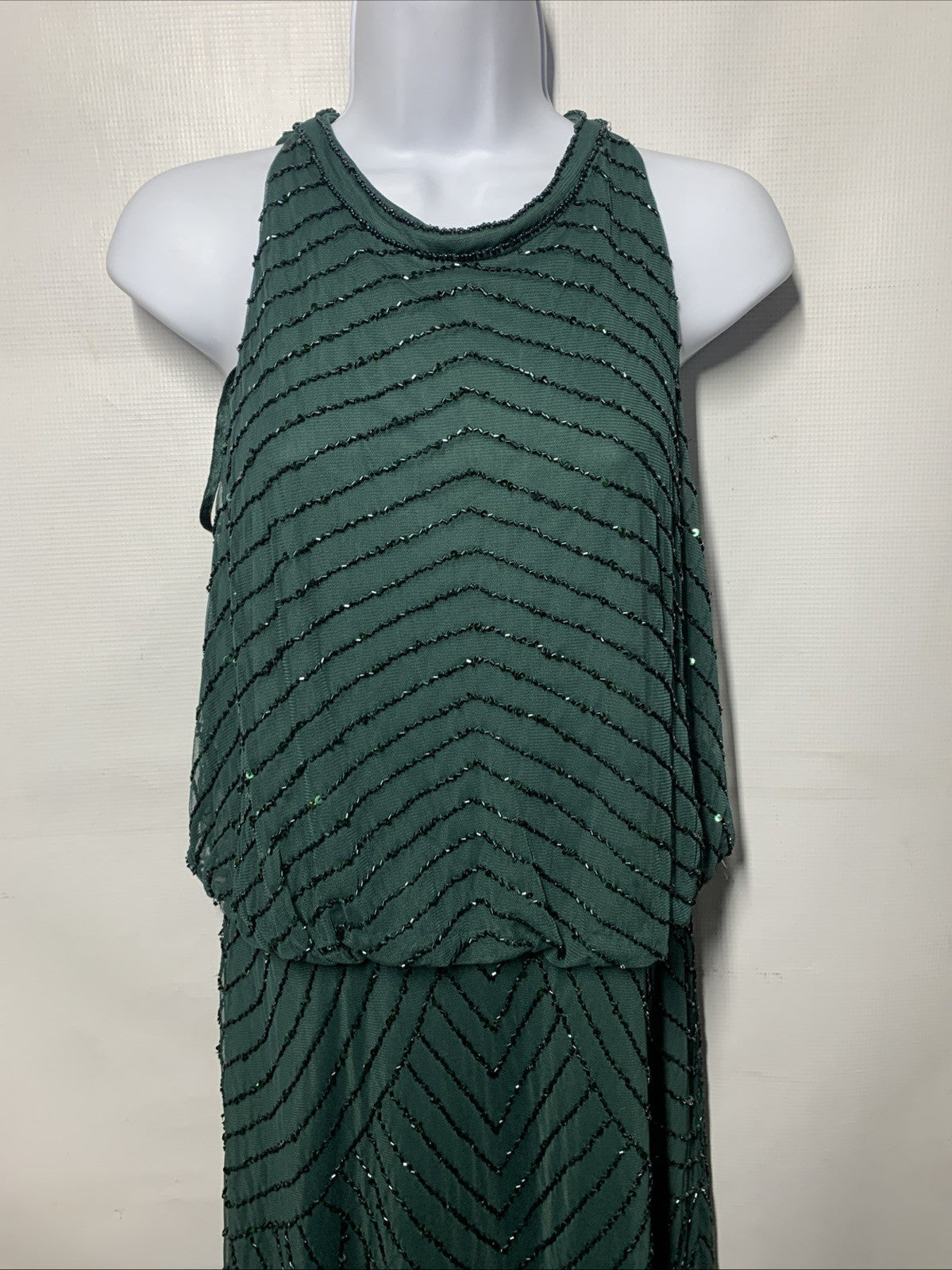 Adrianna Papell Dress Women's Beaded Halter Gown Cocktail Formal Evening Size 12