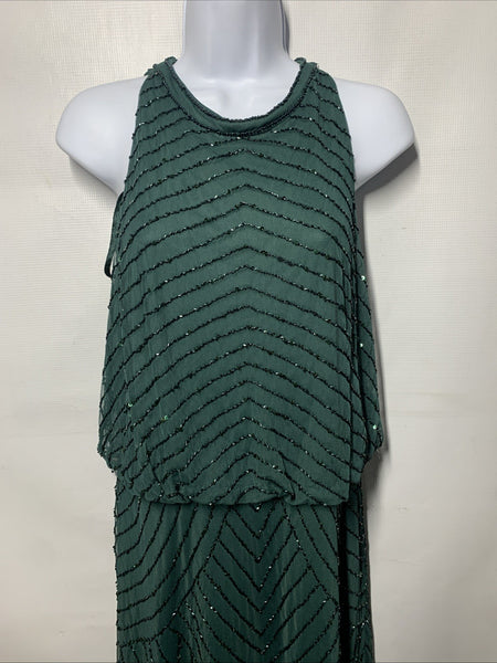 Adrianna Papell Dress Women's Beaded Halter Gown Cocktail Formal Evening Size 12