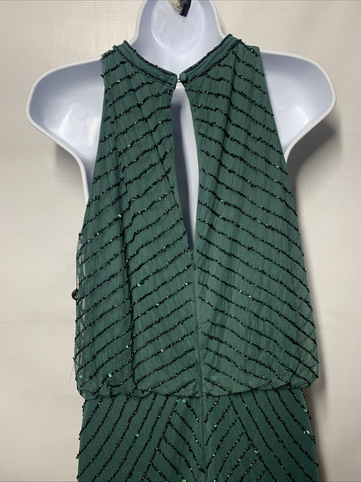 Adrianna Papell Dress Women's Beaded Halter Gown Cocktail Formal Evening Size 12