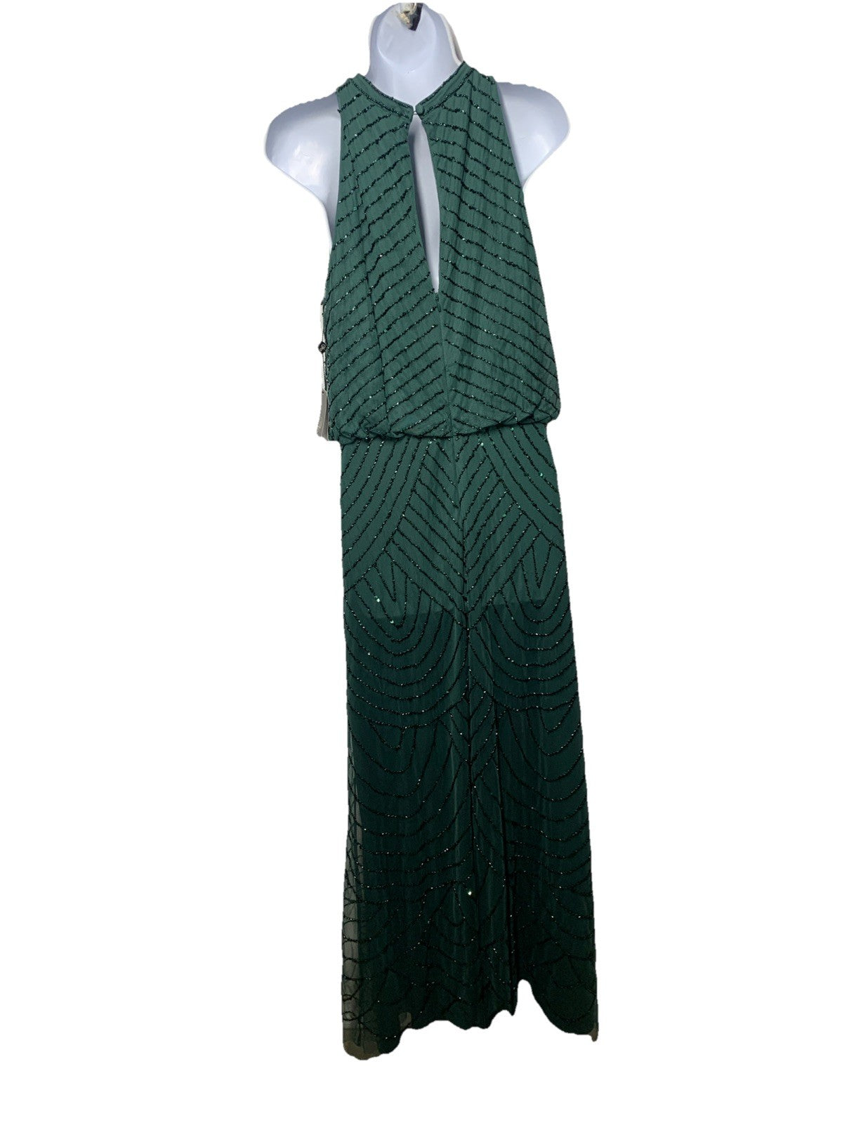 Adrianna Papell Dress Women's Beaded Halter Gown Cocktail Formal Evening Size 12