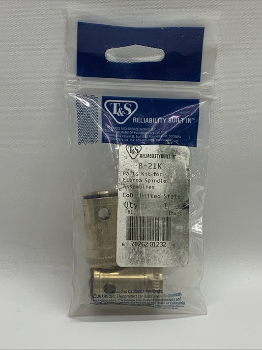 T&S Brass B-21K Parts Kit Brass/Antique Brass for Eterna Spindle Assemblies 2Pcs