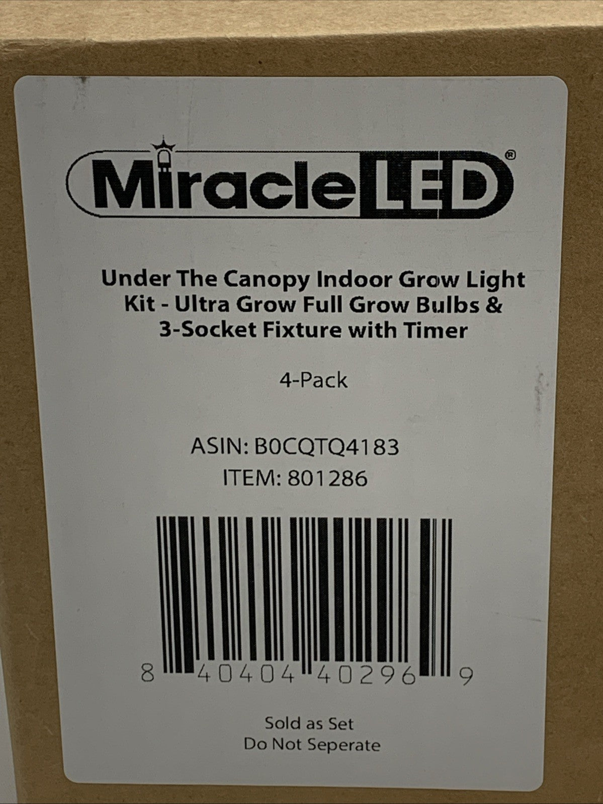 Miracle LED Under The Canopy Indoor Grow Light Kit & 3 Socket  Fixture 4-Pack
