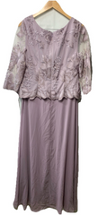 Alex Evenings Women's 3/4 Sleeve Stretch Lace Bodice Mock One Piece Gown Size 10
