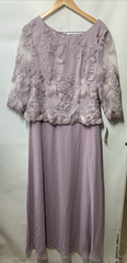Alex Evenings Women's 3/4 Sleeve Stretch Lace Bodice Mock One Piece Gown Size 10