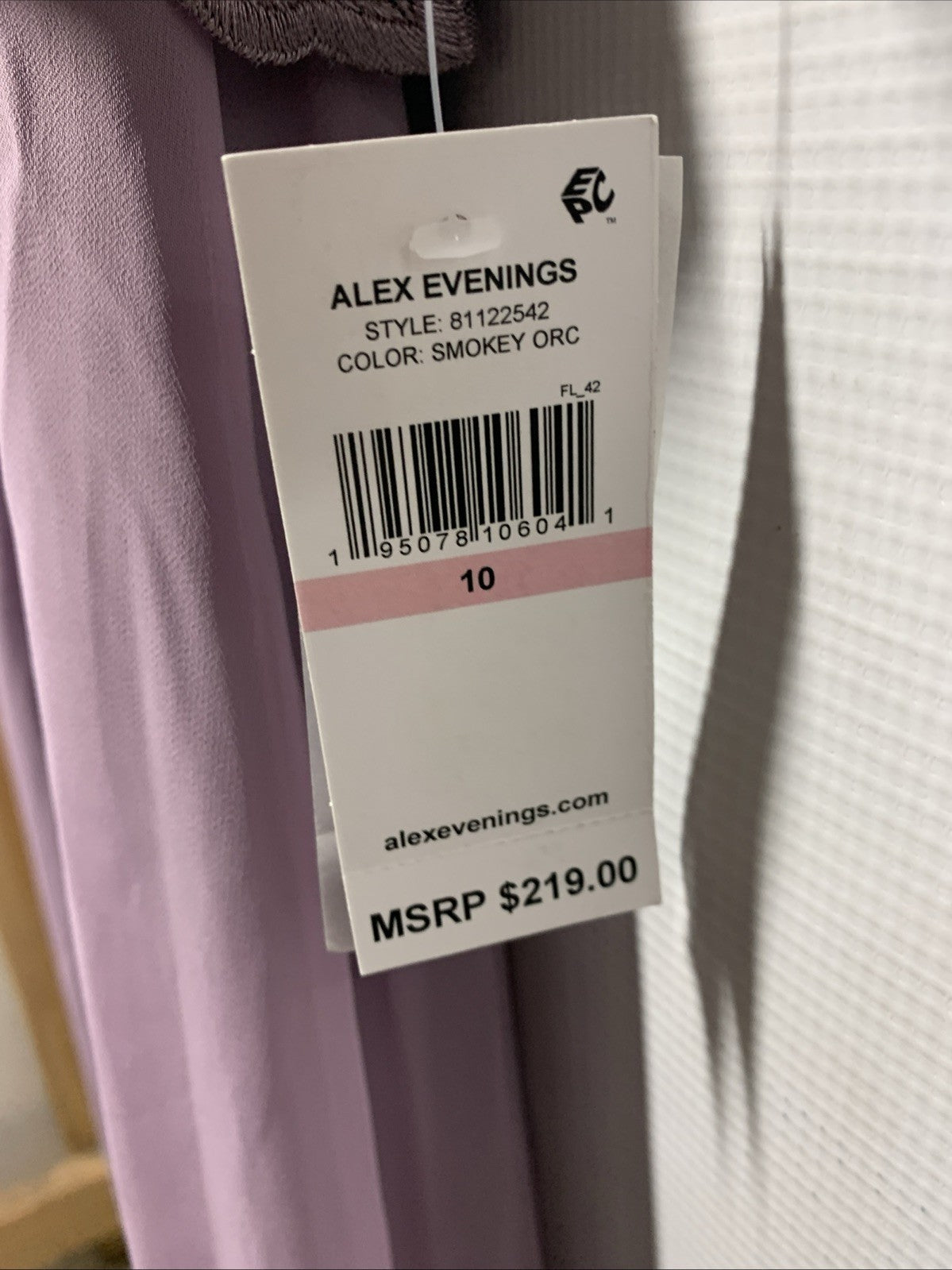 Alex Evenings Women's 3/4 Sleeve Stretch Lace Bodice Mock One Piece Gown Size 10