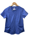 Adar Pro Scrubs for Women - Modern V-Neck Scrub Top Short Sleeve Size Small Blue