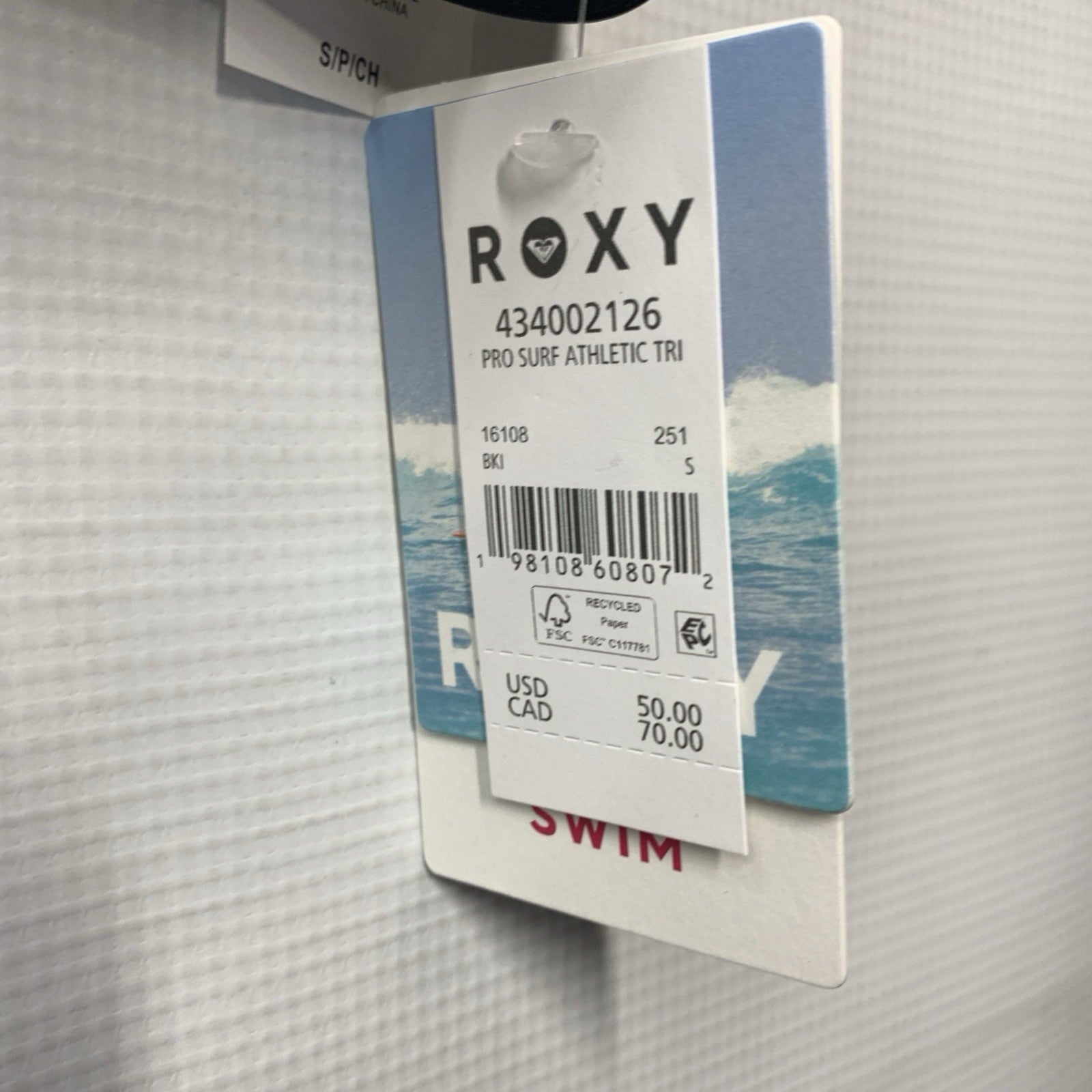 Roxy Women's Solid Beach Classics Moderate Athletic Tri Top Bikini Size Small