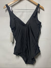 DKNY DI4MS518 One Piece Twist Front Keyhole Swimsuit Black Swimwear Size Large