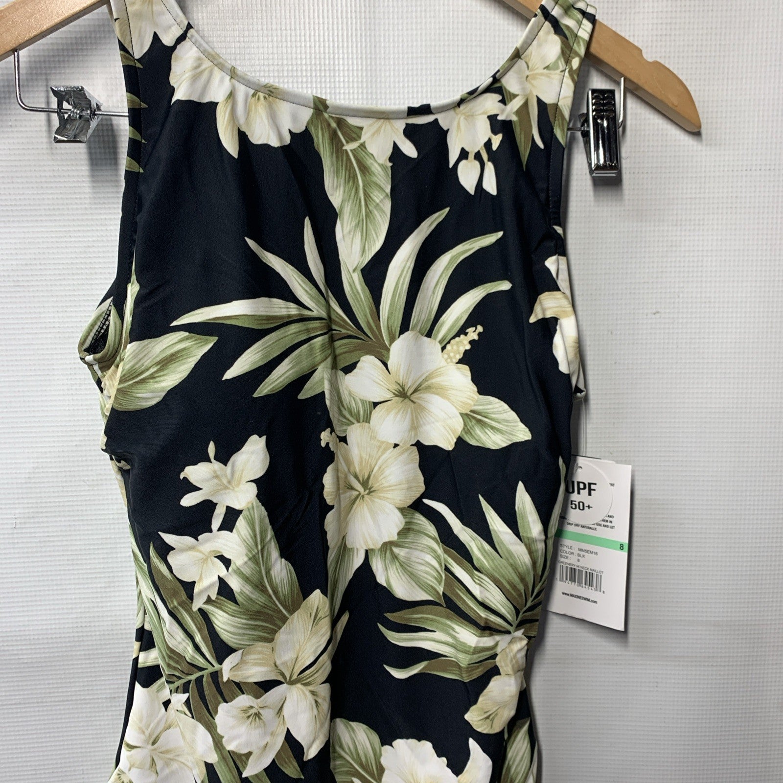 Maxine of Hollywood Women's Greenery High Neck Maillot One Piece Swimsuit Size 8