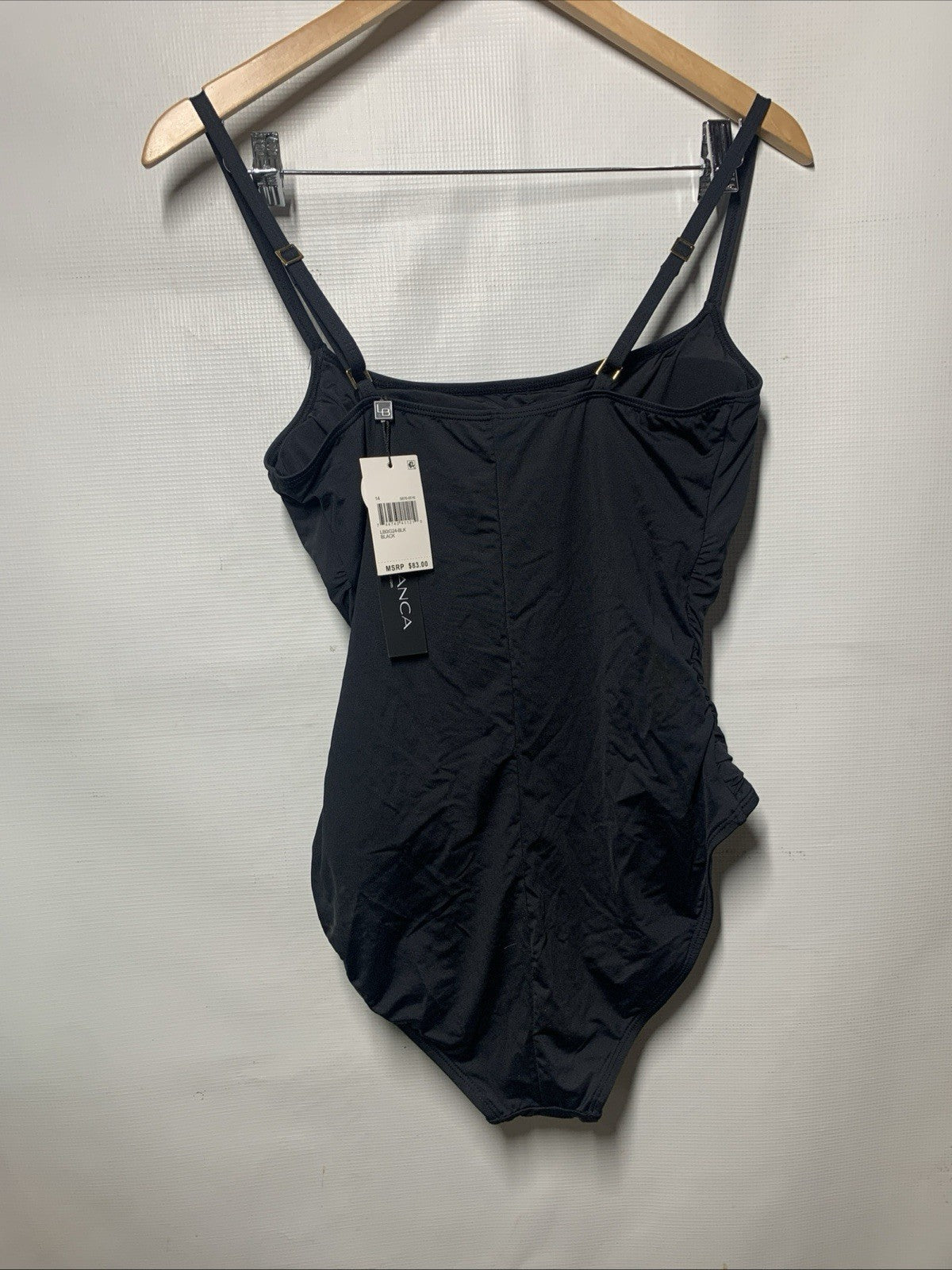 La Blanca Women's One Piece Swimsuit Island Goddess Shirred Side Bathing Size 14