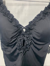 La Blanca Women's Island Goddess Ruffle Plunge One-Piece Swimsuit Size 16 Black