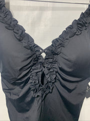 La Blanca Women's Island Goddess Ruffle Plunge One-Piece Swimsuit Size 16 Black