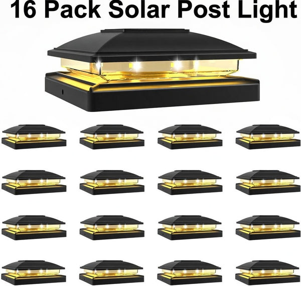 Solar Post Cap Light Outdoor Waterproof 16 Pack Solar Fence Post Lights for 4X4