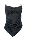Anne Cole MYM000501 Women's Twist Front Shirred One Piece Swimsuit Black Size 8