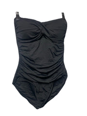 Anne Cole MYM000501 Women's Twist Front Shirred One Piece Swimsuit Black Size 8