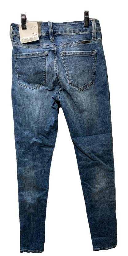 Kancan Women's Mid Rise Ankle Super Skinny Slim Blue Jeans Size 3/25 Long Pants