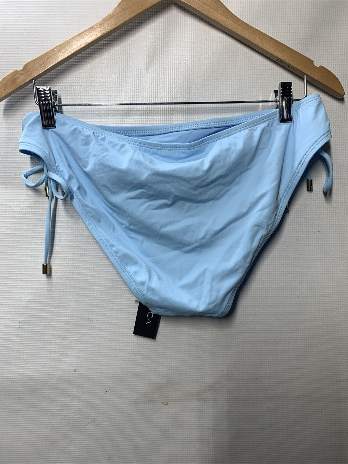 La Blanca Island Goddess Bikini Bottom Side Tie Hipster Swim Crystal Blue Sz 12