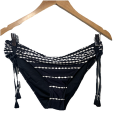 La Blanca Women's Side Tie Hipster Bikini Bottom Black/White Underwear Size 10