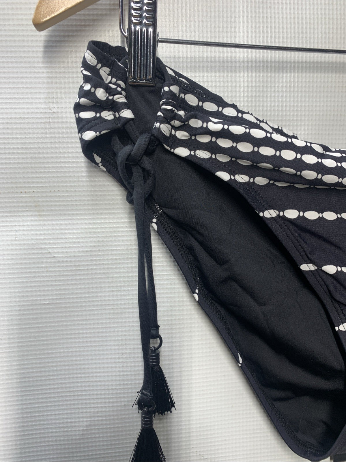 La Blanca Women's Side Tie Hipster Bikini Bottom Black/White Underwear Size 10