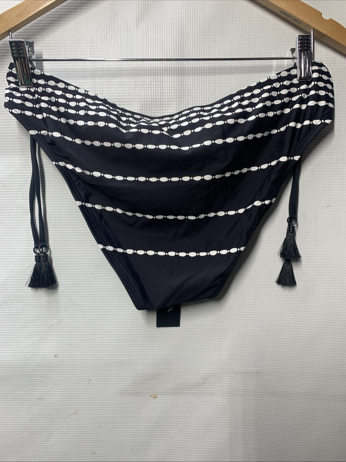 La Blanca Women's Side Tie Hipster Bikini Bottom Black/White Underwear Size 10