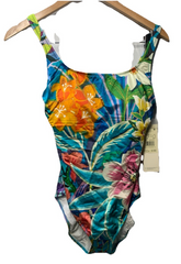 Gottex Tropicana Square Neck One Piece Adjustable Straps Floral Swimwear Size 8