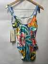 Gottex Tropicana Square Neck One Piece Adjustable Straps Floral Swimwear Size 8