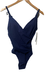 Profile by Gottex Tutti Frutti V Neck One Piece Swimsuit Navy Swimwear Size 6