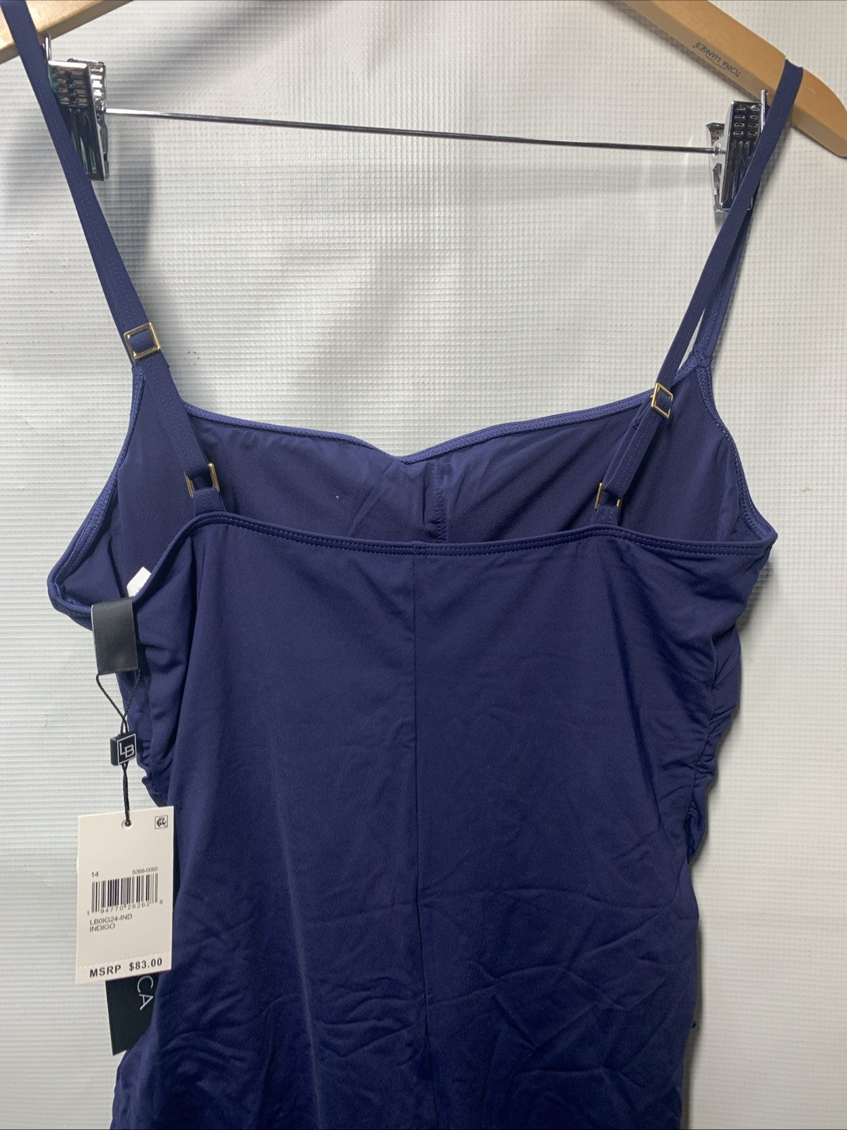 La Blanca Island Goddess Lingerie One Piece Swimsuit Indigo Swimwear Size 14