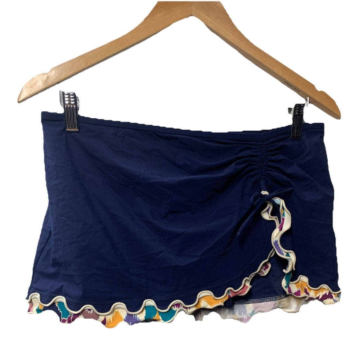 Profile by Gottex Women's Standard Spritz Side Slit Skirted Bottom Size 8 Navy