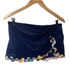 Profile by Gottex Women's Standard Spritz Side Slit Skirted Bottom Size 8 Navy