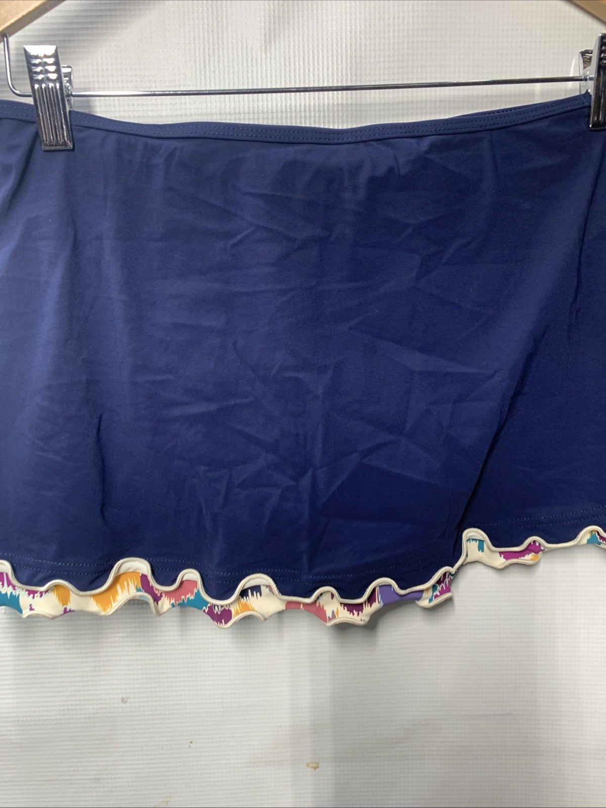 Profile by Gottex Women's Standard Spritz Side Slit Skirted Bottom Size 8 Navy