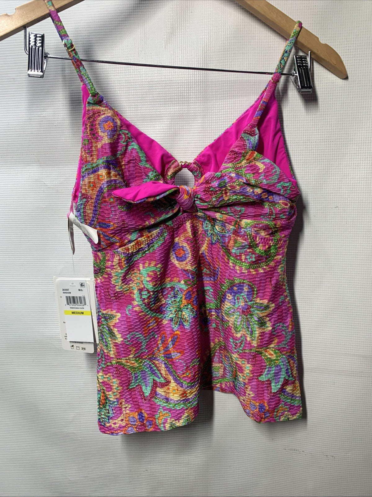 BECCA Polynesia Tankini Top Women's Multicolor Stretch Swimwear Size Medium