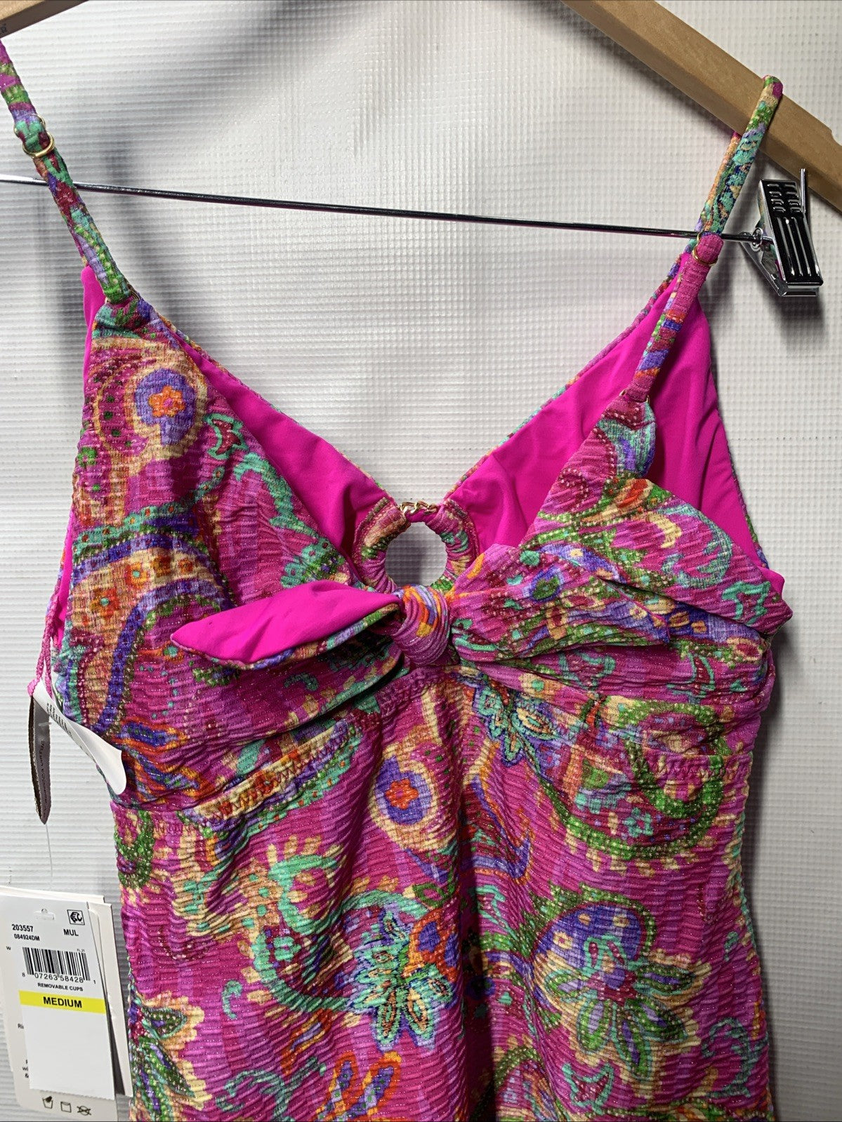BECCA Polynesia Tankini Top Women's Multicolor Stretch Swimwear Size Medium