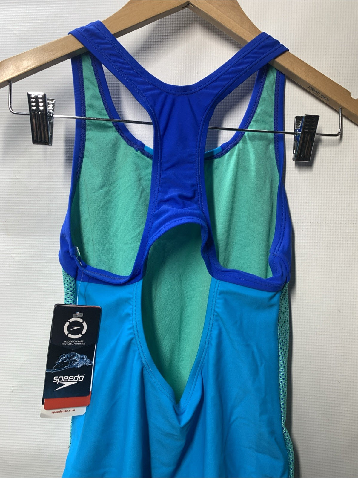 Speedo Girls Mesh Thick Strap Swimsuit One Piece Swimwear Racerback Size 16