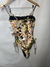 ROXY Women’s Black Floral Classics One-Piece Swimsuit Tropical Swimwear Medium