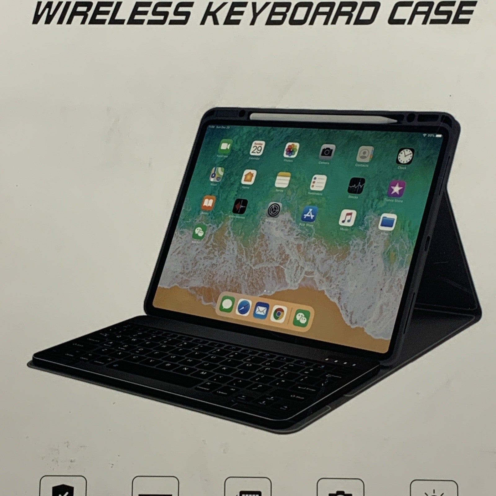 iPad Wireless Magnetic Removable Keyboard Case Backlight Full Cover for 12.9