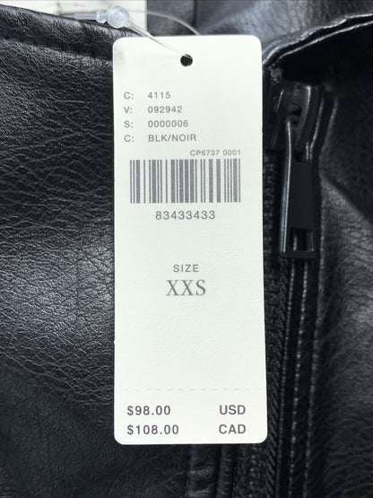 ANTHROPOLOGIE Faux Leather Moto Jacket Women's Long Sleeve with Pockets Size 2XS
