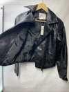 ANTHROPOLOGIE Faux Leather Moto Jacket Women's Long Sleeve with Pockets Size 2XS