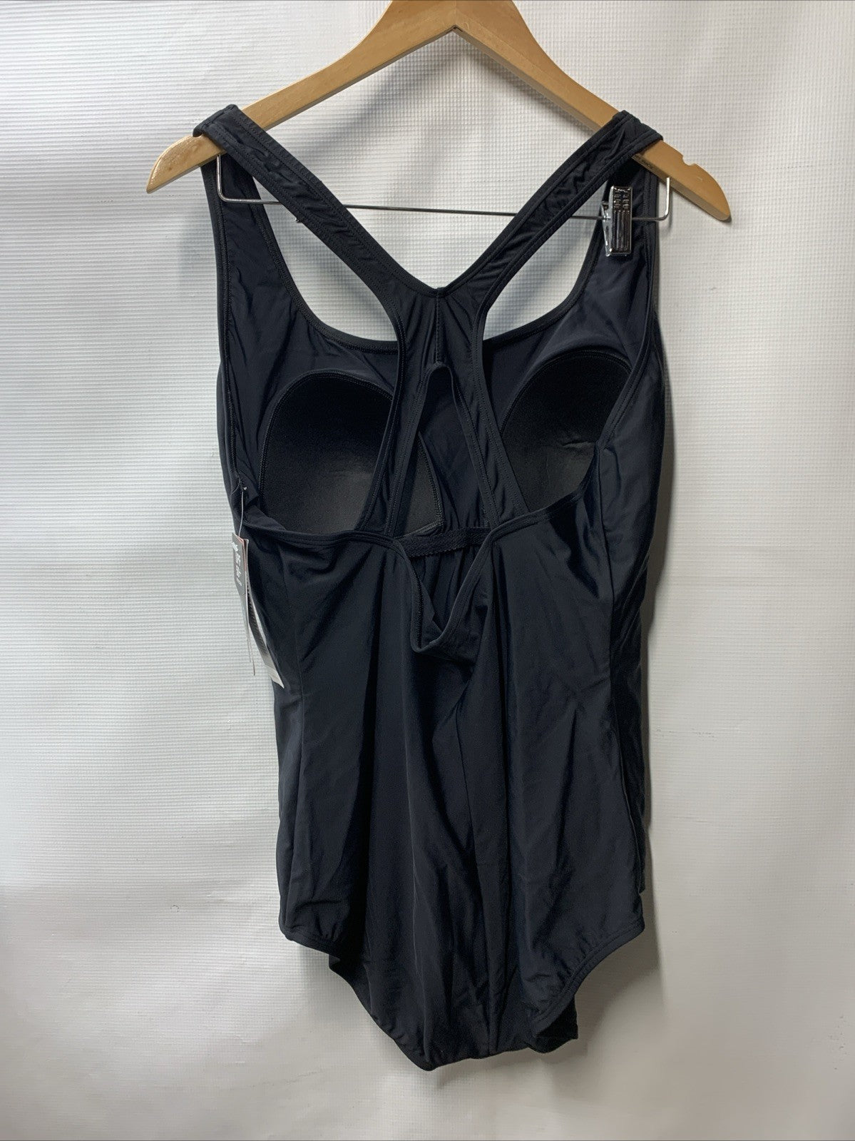 Speedo Plus Moderate Ultraback Black Swimsuit Padded One Piece Women's Size 22