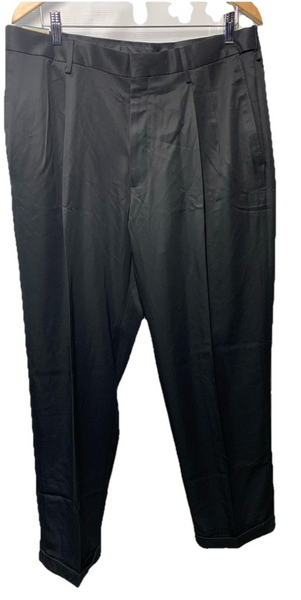 Haggar Classic Fit Pleated Black Dress Pants Hidden Expandable Waist 36Wx30L